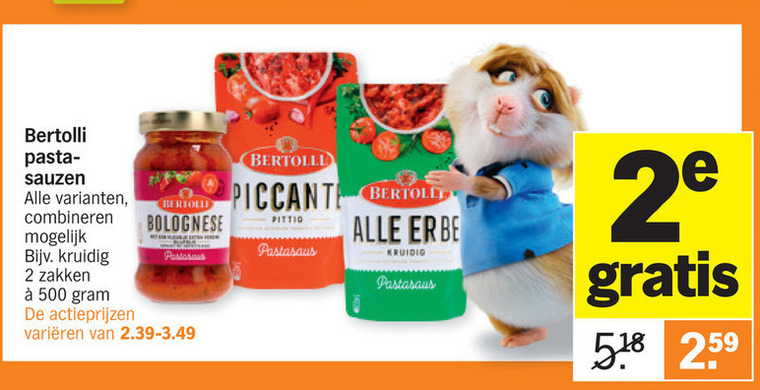 Bertolli   pastasaus folder aanbieding bij  Albert Heijn - details