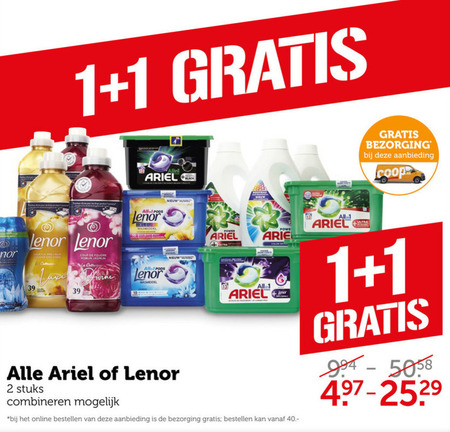 Lenor   wasverzachter, wasmiddel folder aanbieding bij  Coop - details