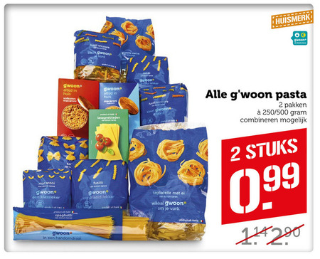 Gwoon   tagliatelle, spaghetti folder aanbieding bij  Coop - details