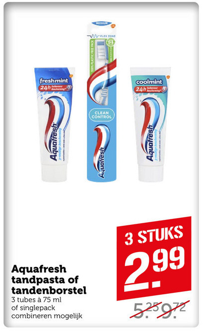 Aquafresh   tandenborstel, tandpasta folder aanbieding bij  Coop - details