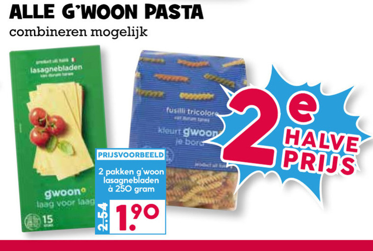 Gwoon   lasagnebladen, pasta folder aanbieding bij  Boons Markt - details