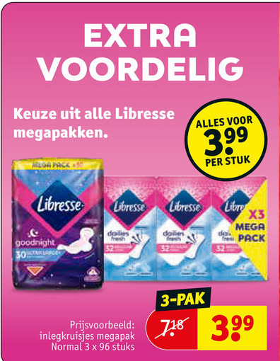 Libresse   maandverband, inlegkruisjes folder aanbieding bij  Kruidvat - details