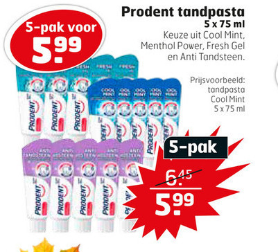 Prodent   tandpasta folder aanbieding bij  Trekpleister - details