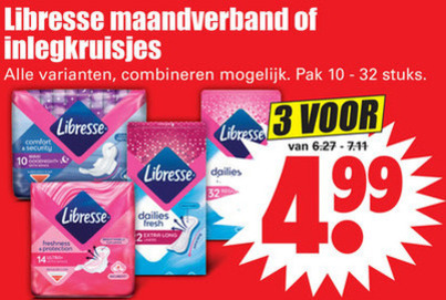 Libresse   inlegkruisjes, maandverband folder aanbieding bij  Dirk - details