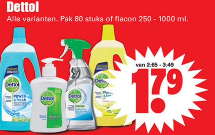 Dettol   allesreiniger, vochtige schoonmaakdoekjes folder aanbieding bij  Dirk - details