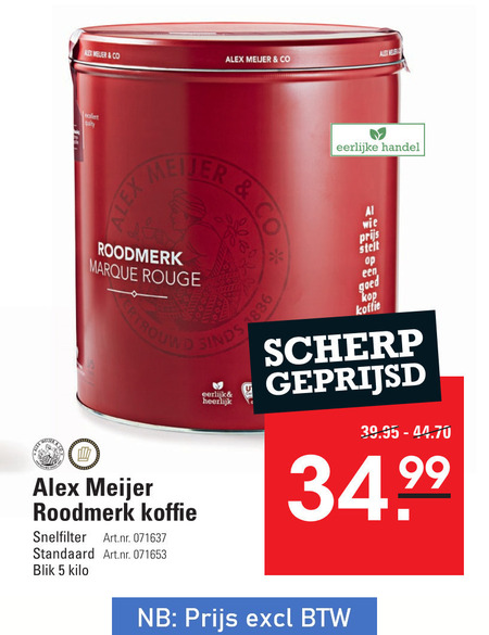 Alex Meijer   koffie folder aanbieding bij  Sligro - details