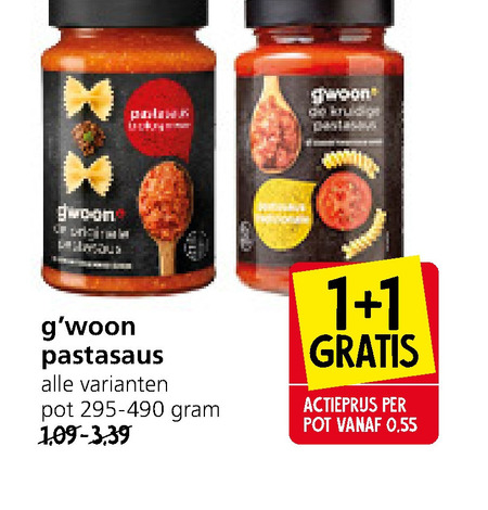 Gwoon   pastasaus folder aanbieding bij  Jan Linders - details