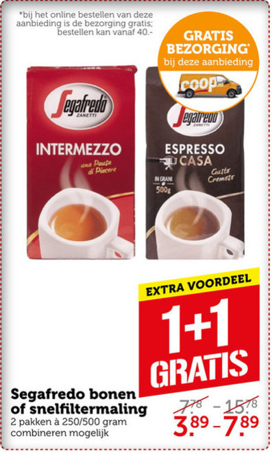 Segafredo   koffie, koffiebonen folder aanbieding bij  Coop - details