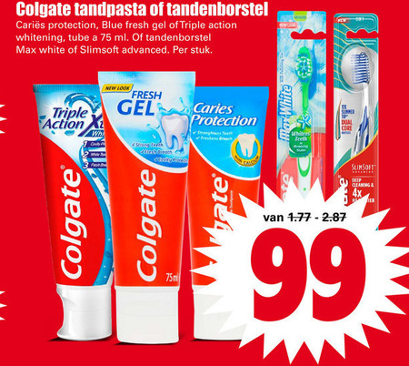 Colgate   tandenborstel, tandpasta folder aanbieding bij  Dirk - details