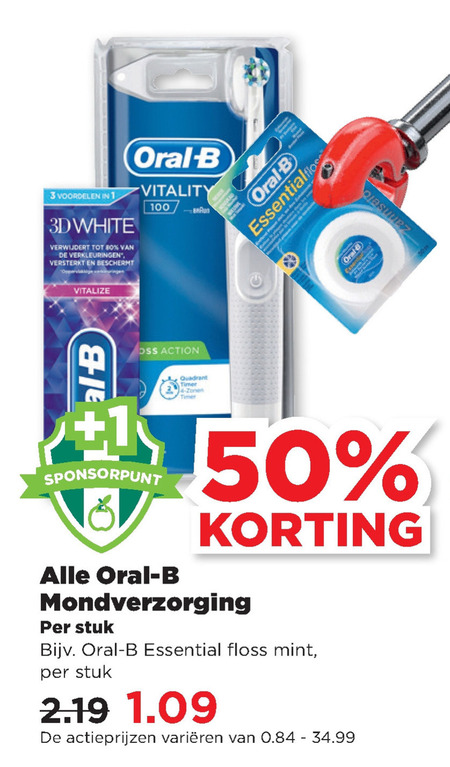 Oral-B   mondwater, tandpasta folder aanbieding bij  Plus - details