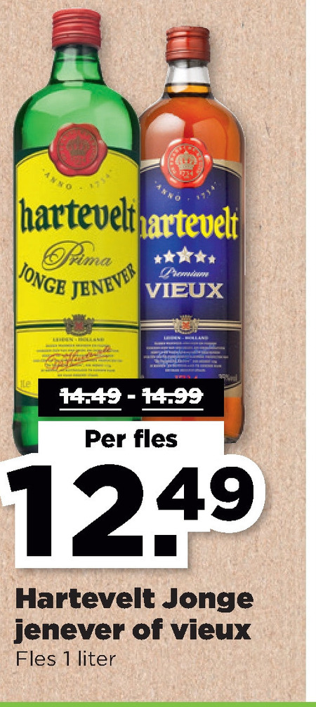 Hartevelt   jenever, vieux folder aanbieding bij  Plus - details