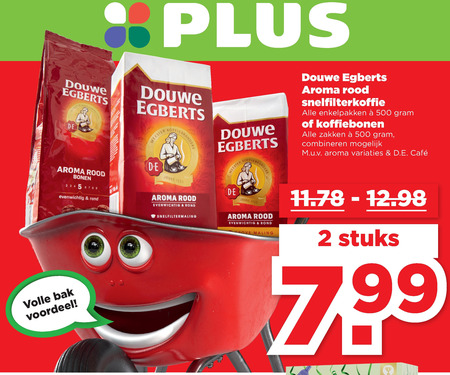 Douwe Egberts   koffiebonen, koffie folder aanbieding bij  Plus - details