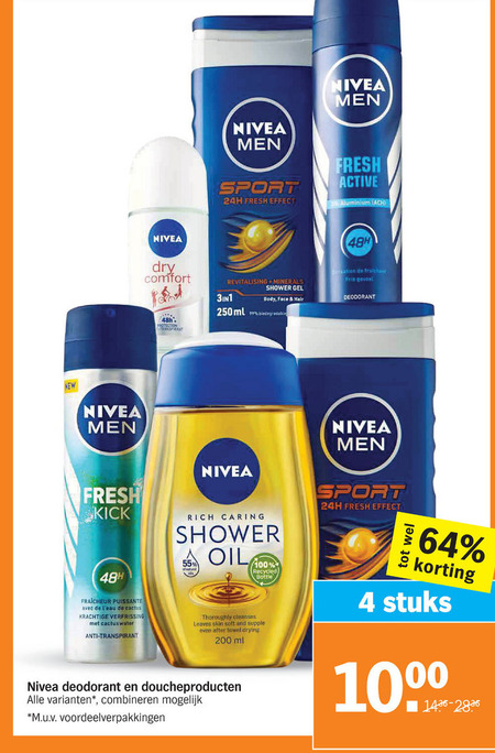 Nivea   deodorant, douchegel folder aanbieding bij  Albert Heijn - details