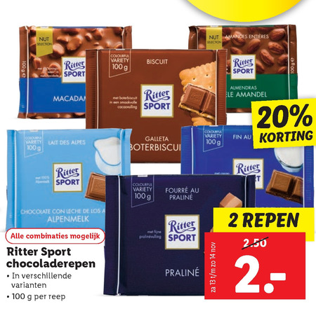 Ritter Sport   chocolade folder aanbieding bij  Lidl - details