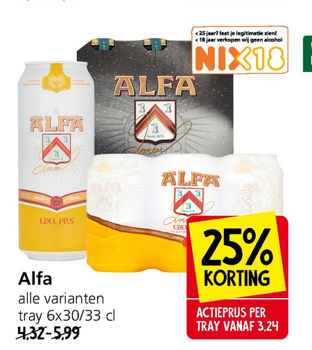 Alfa   blikje bier folder aanbieding bij  Jan Linders - details