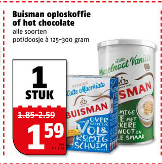 Buisman   oploskoffie, chocolademelk folder aanbieding bij  Poiesz - details