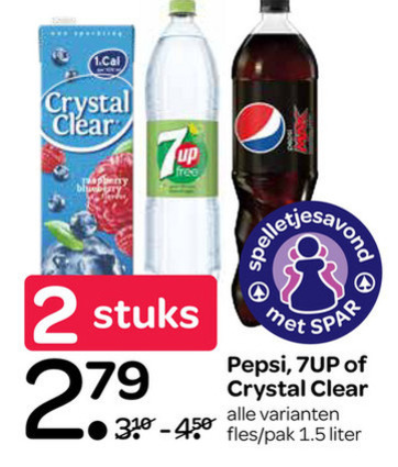 Crystal Clear   frisdrank, fruitdrank folder aanbieding bij  Spar - details