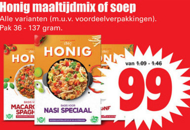 Honig   maaltijdmix, soep folder aanbieding bij  Dirk - details