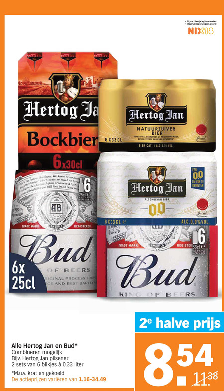 Bud   blikje bier folder aanbieding bij  Albert Heijn - details