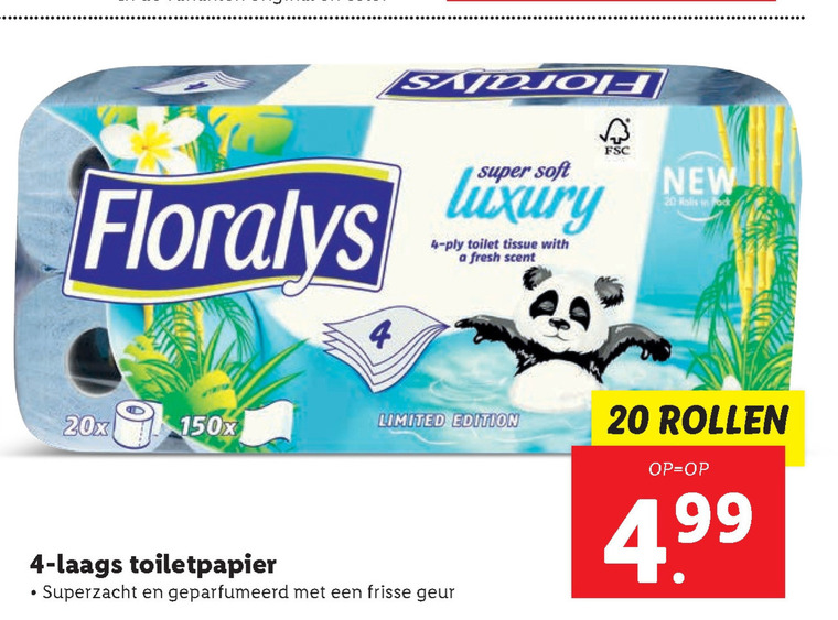 Floralys toiletpapier folder aanbieding bij Lidl details