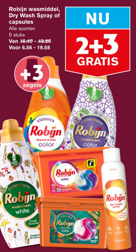 Robijn   wasmiddel folder aanbieding bij  Hoogvliet - details