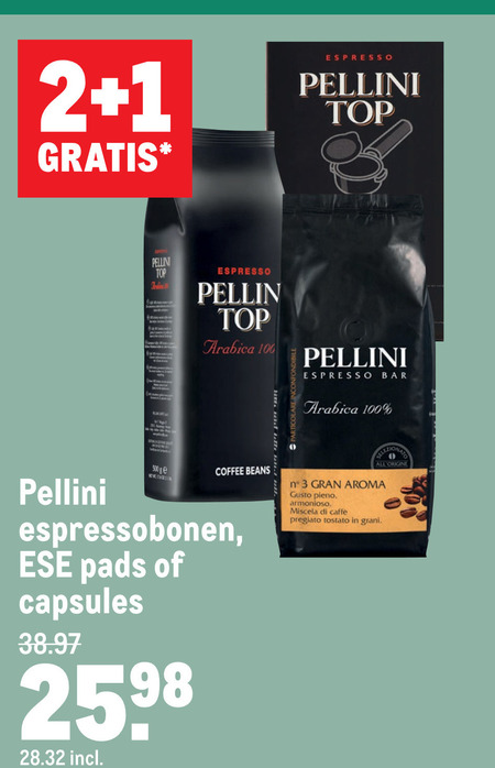 Pellini   koffiecups, koffiebonen folder aanbieding bij  Makro - details