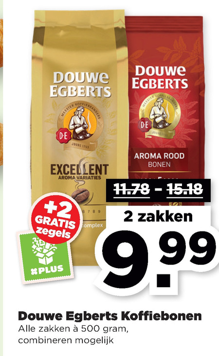 Douwe Egberts   koffiebonen, koffie folder aanbieding bij  Plus - details