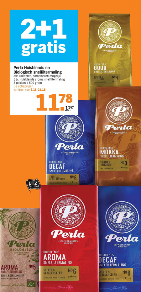 Perla   koffie folder aanbieding bij  Albert Heijn - details