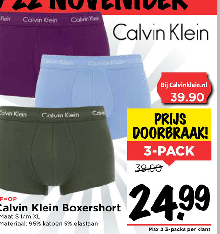 Ziektecijfers lezing potlood Calvin Klein heren boxershort folder aanbieding bij Vomar - details