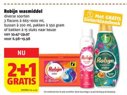 Robijn   wasmiddel folder aanbieding bij  Poiesz - details