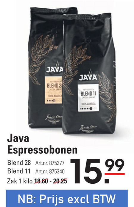 Java   koffiebonen folder aanbieding bij  Sligro - details