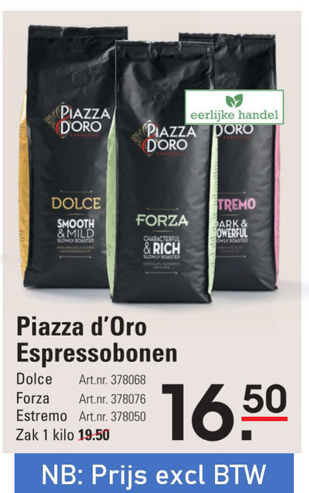 Piazza Doro   koffiebonen folder aanbieding bij  Sligro - details