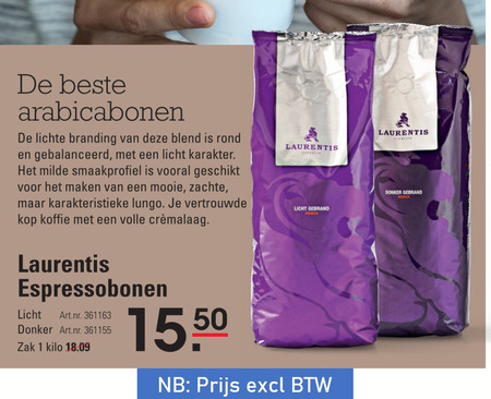 Laurentis   koffiebonen folder aanbieding bij  Sligro - details