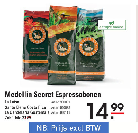 Medellin Secret   koffiebonen folder aanbieding bij  Sligro - details