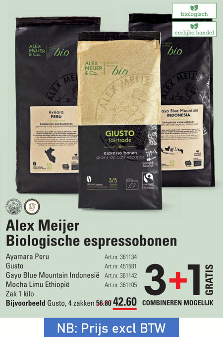 Alex Meijer   koffiebonen folder aanbieding bij  Sligro - details