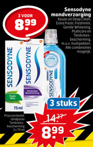 Sensodyne   tandpasta, mondwater folder aanbieding bij  Trekpleister - details