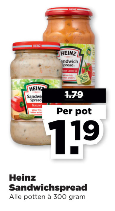 Heinz   sandwich spread folder aanbieding bij  Plus - details