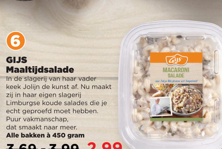 Gijs   maaltijdsalade folder aanbieding bij  Plus - details