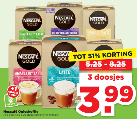 Nescafe   oploskoffie folder aanbieding bij  Plus - details