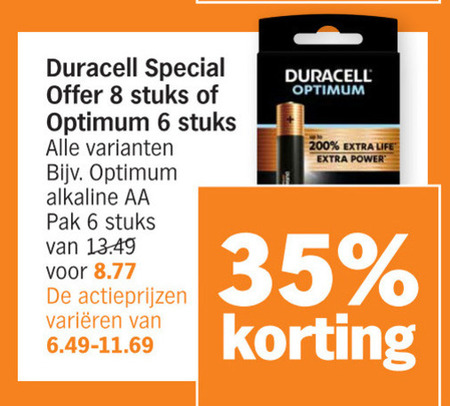 Duracell   batterij folder aanbieding bij  Albert Heijn - details