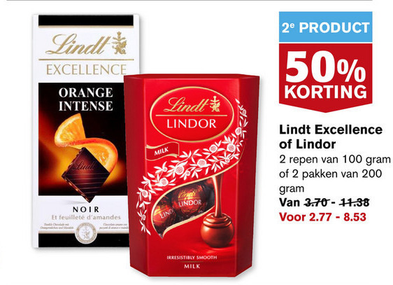 Lindt   chocolade folder aanbieding bij  Hoogvliet - details