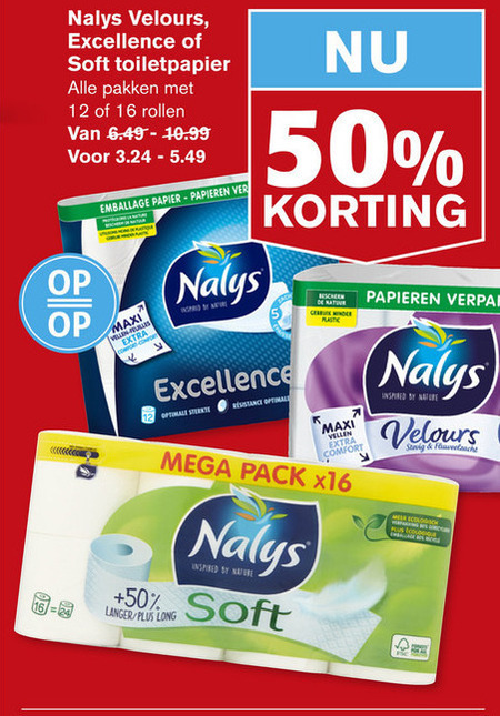 Nalys   keukenpapier, toiletpapier folder aanbieding bij  Hoogvliet - details