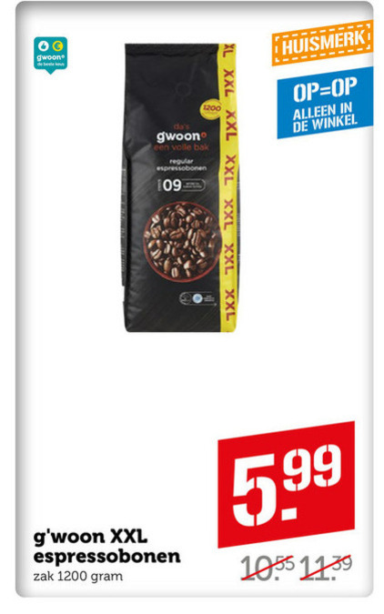 Gwoon   koffiebonen folder aanbieding bij  Coop - details