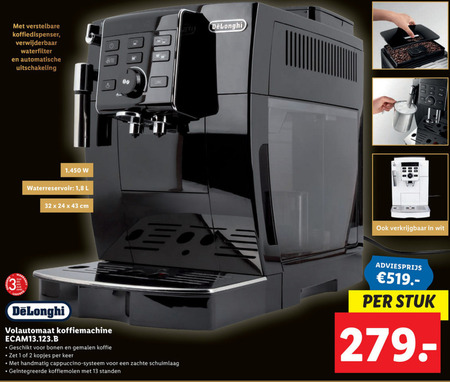 DeLonghi   espressoapparaat folder aanbieding bij  Lidl - details