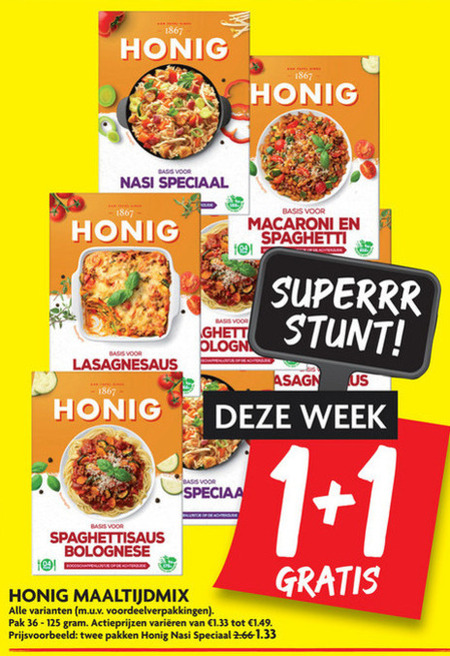 Honig   maaltijdmix folder aanbieding bij  Dekamarkt - details