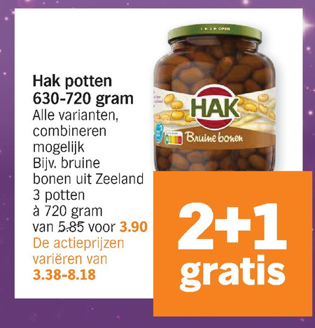 Hak   bruine bonen, groenteconserven folder aanbieding bij  Albert Heijn - details