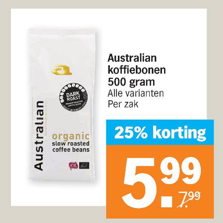 Australian   koffiebonen folder aanbieding bij  Albert Heijn - details