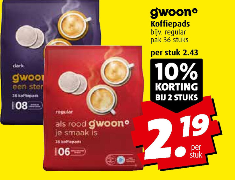 Gwoon   koffiepad folder aanbieding bij  Boni - details