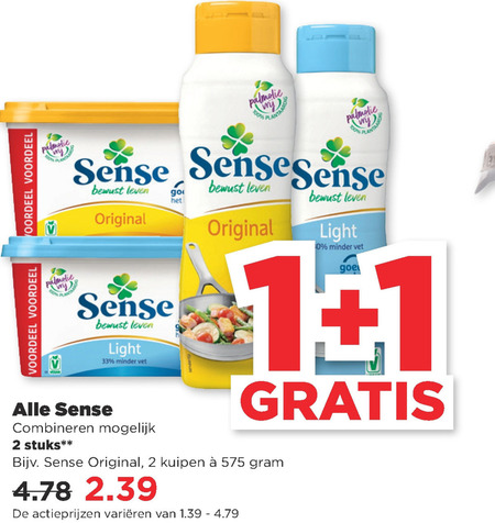 Sense   olie en vetten, margarine folder aanbieding bij  Plus - details