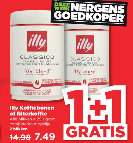 Illy   koffie, koffiebonen folder aanbieding bij  Plus - details